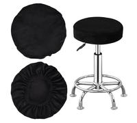 2 Piezas Funda Redonda para Taburete,Taburete De Bar Cubierta Impermeable,Taburete Redondo Funda para Silla,(32-38cm) Funda De Silla Redonda Funda Lavable para Taburete (Negro)