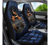 2 Piezas Fundas Asientos Delanteros Coche Duradera Cubre De Asiento Delanteros Auto Asiento Delantero Cojín Universal para Camión Sedán Auto Divertido Perro Salchicha con Bolsillo De Jean