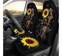 2 Piezas Fundas Asientos Delanteros Coche Moda Auto Asiento Delantero Cojín Duradera Cubre De Asiento Delanteros Universal para Coches SUV Auto Elefantes Eres Mi Sol Girasol