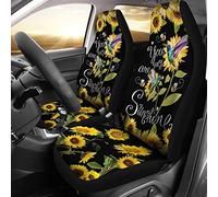2 Piezas Fundas Asientos Delanteros Coche Moda Fundas De Asientos Delantero Duradera Cubre De Asiento Delanteros Universal para SUV Coches Camión Colibrí Girasol Eres Mi Sunshire