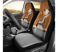 2 Piezas Fundas Asientos Delanteros Coche Suave Fundas De Asientos Delantero Moda Auto Asiento Delantero Cojín Universal para Coches Sedán SUV Beagle Busca Pelaje De Perro