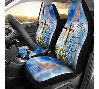 2 Piezas Fundas Asientos Delanteros Coche Transpirable Auto Asiento Delantero Cojín Suave Cubre De Asiento Delanteros Universal para Auto Coches SUV Quédate Quieto Y Sabe Que Yo Soy Dios