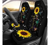 2 Piezas Fundas De Asientos Delantero Moda Fundas Asientos Delanteros Coche Transpirable Auto Asiento Delantero Cojín Universal para Camión Auto SUV Colibríes Eres Mi Sol Girasol