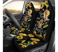 2 Piezas Fundas De Asientos Delantero Moda Fundas Asientos Delanteros Coche Transpirable Auto Asiento Delantero Cojín Universal para SUV Camión Sedán Yorkshire Terrier Girasol Eres Mi Sunshire