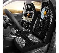 2 Piezas Fundas De Asientos Delantero Suave Cubre De Asiento Delanteros Moda Fundas Asientos Delanteros Coche Universal para Auto Coches SUV Dios Daisy, Eres Mi Sol