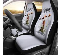 2 Piezas Fundas De Asientos Delantero Suave Fundas Asientos Delanteros Coche Moda Auto Asiento Delantero Cojín Universal para Camión Coches Sedán Cristo Jesús Me Respalda