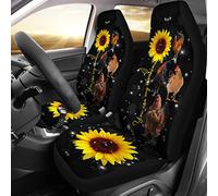 2 Piezas Fundas De Asientos Delantero Transpirable Auto Asiento Delantero Cojín Moda Cubre De Asiento Delanteros Universal para Auto Coches SUV Pollo Gracioso Eres Mi Sol Girasol