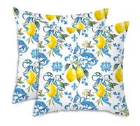 2 Piezas Fundas de Cojín con Diseño de Flores de Limón,Funda Cojin 45 x 45cm,Fundas de Almohada Cuadrada de Verano para Exteriores,Fundas Cojin Verano,Funda De Almohada Limon,para Despacho,Dormitorio