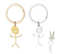2 Piezas Funny Smiley Face Figure Llavero de Lengua de Signos, aleación acero inoxidable Llavero, Dedo Lindo Llavero, Amistad Regalos el día de San Valentín, Regalos Cumpleaños