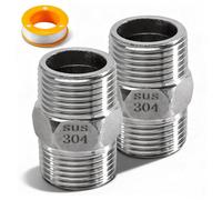 2 piezas G3/4 pulgadas acero inoxidable doble nippel, adaptador de extensión de 3/4 pulgadas, rosca exterior G3/4 de acero inoxidable 304, boquilla hexagonal, DN20 doble rosca, para conversión de