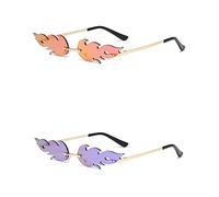 2 Piezas Gafas de Sol de Llama, Gafas De Llama, Gafas de Sol Llamas Sin Marco, Gafas de Sol con Forma de Llama, Gafas De Sol De Estilo Punk A La Moda, para Mujer Hombre, Carnaval, Fiestas, Cumpleaños