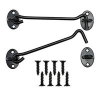 2 Piezas Gancho de Ventana,Sujeta Ventanas Abiertas Gancho de Cabina de Acero Inoxidable,Cerradura de Gancho de Puerta Negro con Tornillos Para Ventanas Puertas Ojo Puerta Pestillo(15cm)