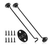 2 Piezas Gancho para Tormenta de Acero Inoxidable, 30 cm Ganchos de Cabina con 8 Tornillos de Montaje para Puerta, Garaje, Valla, Ventana o Cobertizo, Jardín, Negro Gancho Giratorio para Ventana