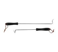 2 Piezas Gancho para Voltear Carne de Acero Inoxidable 12 y 17 | Mango Antideslizante Negro, Resistente al Calor, para Asar en Parrilla y Mover Alimentos Facilidad