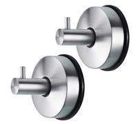 2 Piezas Gancho Ventosa para Toallas de Baño, Fuerte 5kg, Acero Inoxidable, Plata