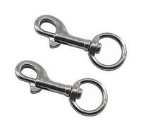(2 piezas) Ganchos de presión giratorios con ojal de 120mm de acero inoxidable 316 grado marino de un solo extremo con gatillo para correa de perro, llavero, cuerdas de barco y jaulas