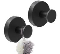 2 Piezas Ganchos Ventosa de Succión,Colgador Toalla Baño,Cuelga Toallas Baño Adhesivo,Gancho Adhesivo Ventosa de Acero Inoxidable,Colgador Ventosa Baño,Colgador Toalla Baño Adhesivo Negro