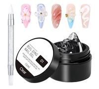 2 Piezas Gel 3D Uñas Con Pincel De Silicona, Gel Solido Para Uñas Modelador Antiadherente Para La Mano, Para Tallar, Estampar, Repujar (Blanco Satinado/Transparente 15 Ml)