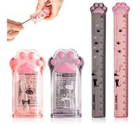 2 Piezas Gobernante, 2 Piezas sacapuntas de Dibujos Animados, Para Medir, Subrayar Y Trazar Líneas Claras Y Precisas, Regla En Forma De Pata De Gato, Ideal Para Estudiantes Escolares