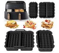 2 Piezas Gofrera Accesorios para Philips Dual Basket Airfryer 3000-5000 serie 9L (6L/3L), Molde de Silicona para Philips Airfryer 9L Freidora de Aire Gofres Belgas