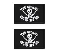 2 Piezas "Goonies Never Say Die" Piratas Divertido Táctica Militar Moral Bordado Emblema Hook & Loop Biker Parche para Ropa Mochila Sombrero Uniforme Perro Chaleco