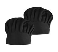 2 Piezas Gorro Chef Hombre Mujer, Ajustable Elástico Gorros de Cocinero Profesional, Transpirable Restaurante Gorro Forma Seta Unisex Sombrero Cocina para Adulto Barbacoa Cocinar Hotel (Negro)