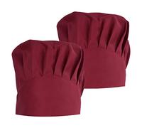 2 Piezas Gorro Chef Hombre Mujer, Ajustable Elástico Gorros de Cocinero Profesional, Transpirable Restaurante Gorro Forma Seta Unisex Sombrero Cocina para Adulto Barbacoa Cocinar Hotel (Rojo)