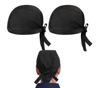 2 Piezas Gorro Cocinero, Gorro de Chef Ajustable Unisex Gorro de Cocinero Negro para Restaurantes, Panaderías, Cocinas, Cafeterías, Hoteles y Supermercados