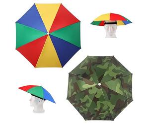 2 Piezas Gorros De Paraguas, Sombrero De Sombrilla De Pesca, Paraguas De Cabeza De Sol, Sombreros De Paraguas, Para La Playa, Viajar, Pescar, Montar En Bicicleta, Golf,Actividades Al Aire Libre