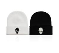 2 Piezas Gorros De Punto Con Calavera, Gorros Blancos Y Negros, Gorros Cálidos De Invierno, Gorros De Hip Hop Unisex, Gorros De Ciclismo Para Exteriores Resistentes Al Frío