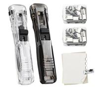 2 Piezas Grapadora Oficina Sin Grapas, Stapler Reutilizable Portátil con 100 Grapas Reutilizables, Grapadora Sin Grapass de Abrazadera de Empuje para Papel, Ideal para Oficina, Escuela y Hogar