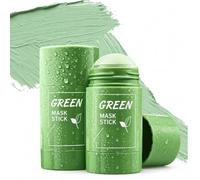 2 Piezas Green Mask Stick de Té Verde, Mascarilla Facial en Barra para Puntos Negros y Poros, Green Tea Cleansing Mask de Arcilla Verde, Limpiador Facial Profundo, Control de Grasa e Hidratante