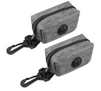 2 Piezas Gris Dispensador Bolsas Caca Perro, 16x15x2.5cm Portátil Porta Bolsas de Excrementos, Tela Oxford Soporte Bolsas Excrementos Perros, para Caminar Cachorros, Viajes, Paseos Imprescindible