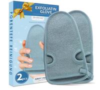 2 Piezas Guante Exfoliante, Manopla de Fregado, Manoplas Exfoliantes Guante, Limpia los poros en profundidad para cuerpo y cara, Guantes Exfoliante Corporal Masaje, Piel Suave Revitalizada, Gris