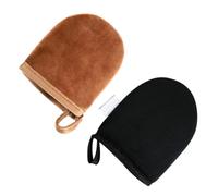 2 Piezas Guante Flocado Autobronceador de Tejido y Esponja | Dedo Pulgar Separado, Mini Formato para Manos y Piernas, Uso Interior y Antes del Evento Color Aleatorio