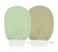 2 Piezas Guantes Exfoliantes, Elimina las Células Muertas de la piel exfoliantes Exfolia, Cuerpo y Cara para Mujeres Hombres, Limpia la Piel, para Limpiar El Cuerpo, Amarillo Jengibre, Verde Guisante