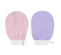 2 Piezas Guantes Exfoliantes, Elimina las Células Muertas de la piel exfoliantes Exfolia, Cuerpo y Cara para Mujeres Hombres, Limpia la Piel, para Limpiar El Cuerpo, Púrpura, Rosa