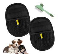 2 Piezas Guantes Removedores Pelo para Mascotas, Guantes de Aseo para Mascotas con Peine Anti Pulga, Pets Sided Grooming Glove para el Cuidado del sofá y tratamientos de Belleza para la Ropa y el baño