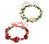 2 Piezas Guirnalda De Flores Accesorios Para El Cabello, Diademas De Flores Para Mujeres, Accesorios Para El Cabello De Flores Para Niñas, Guirnalda De Oktoberfest, Color Champán)