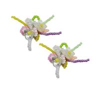 2 piezas hechas a mano con cuentas de flores y apliques florales para confección, costura y ropa, sombrero, bolsa, decoración de zapatos, pendientes, collar