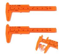 2 piezas Herramienta de Medición de Plástico DIY Calibrador a Vernier Mini Calibre a Vernier Deslizante Rango de Medición 80 mm, Adecuado Para Botón, Jade, Medición de Joyas (Naranja)