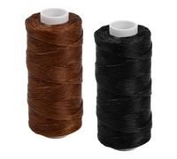 2 Piezas Hilo Encerado 150d 50m para Costura de Cuero y Plana - Cordón de Cera Trenzado para Bricolaje Pulseras a Mano (Negro + Marrón)