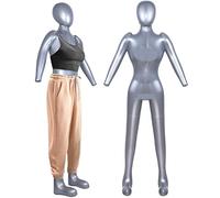 2 Piezas hinchables de Cuerpo Completo para Mujer, maniquí de Cuerpo Completo, maniquí de Plata, Cuerpo de PVC, con Brazos y piernas, Modelo de exhibición para Tiendas de Ropa minoristas