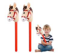 2 piezas Hobby Horse 100 cm Caballo inflable Cabeza de caballo de caballo para niños Juguete inflable Poni Varilla Caballo de bastón para niños Hobby Horsing para Carnaval Fancy Caballo temático