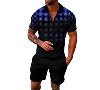 2 Piezas Hombre Corto Verano Playa Traje Casual Dos Piezas Manga Corta 2 Piezas Elegante Pantalones Cortos Y Camisetas Conjunto Ropa Holgada Gym Clothes Hombres Sudaderas Ropa Fitness Chándal XXL