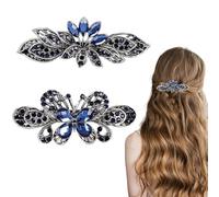 2 Piezas Horquilla de Mariposa de Cristal Vintage, Retro Flor Pinzas Para el Cabello, Pinzas para el Cabello con Flores de Diamantes de Imitación, Regalo para Mujeres, Esposa o Novia