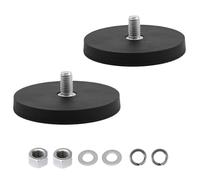 2 piezas imanes de neodimio engomados, Ø 88mm imanes redondos de goma, imán de agarre plano, disco imán de olla con rosca exterior M8, 55kgs capacidad de carga, para tiras de luz, imanes redondos de