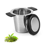 2 Piezas Infusor de Té, Filtro para Té de Acero Inoxidable 304,Filtros Para Té con Tapa y Mango Plegable, Reutilizable, se Adapta a Varios Tamaños de Tazas y Teteras