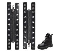 2 Piezas Insertos de cuero con cremallera para botas, 6 ojales con cremallera, sin atar, cordones para botas, zapatos, tenis, zapatos deportivos, adultos, hombres y mujeres, negro, 22 x 5.5cm