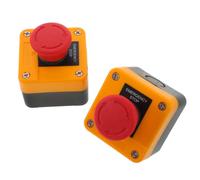 2 Piezas Interruptor de Parada de Emergencia Botón Pulsador Rojo | Montaje en Panel, Diseño de Enclavamiento, Cubierta Protectora, y Maquinaria